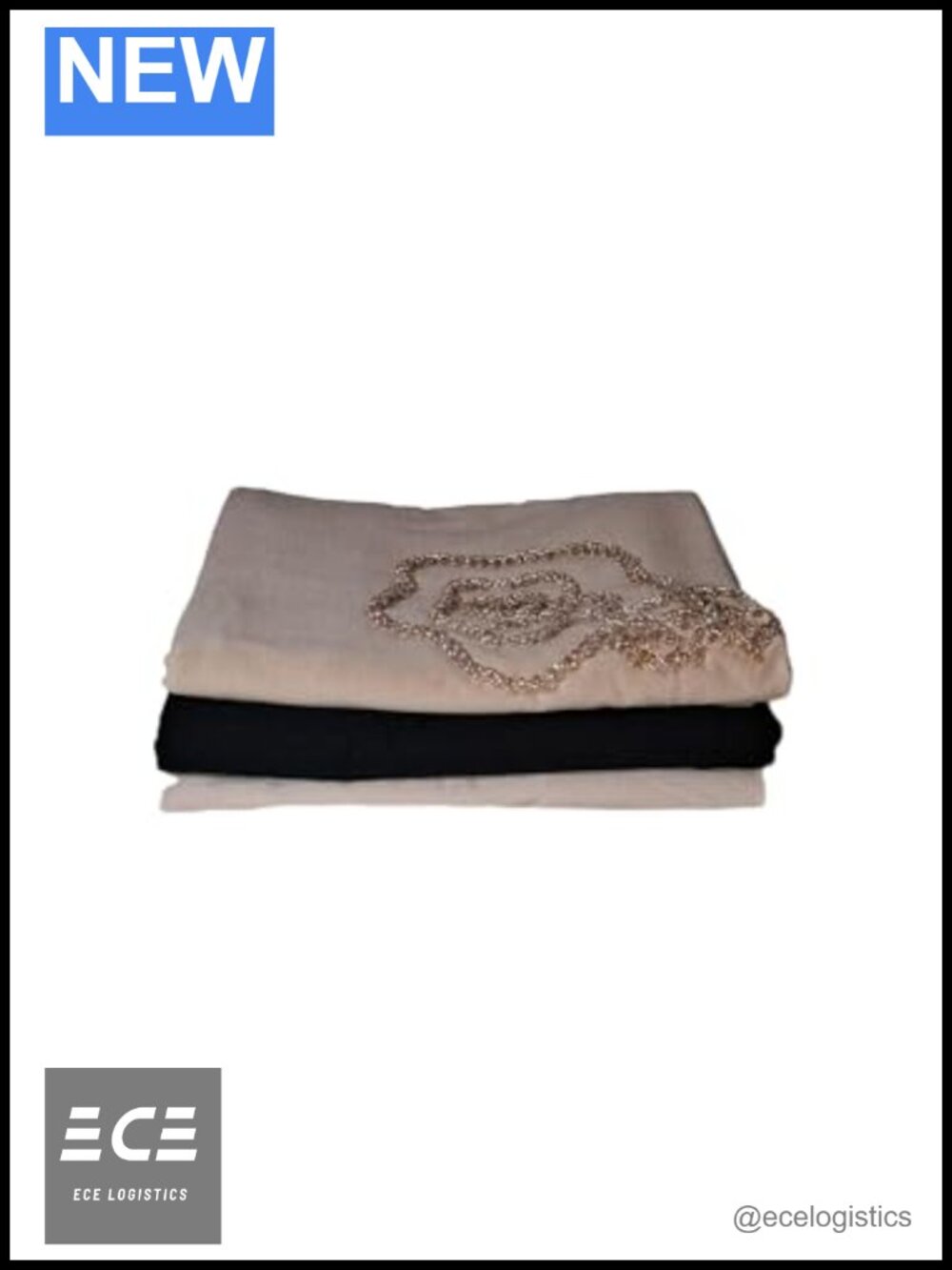 Luxury Hijab Scarf with Gold Beaded Embellishment Soft Breathable Ruffle